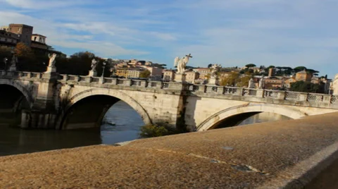 Ponte Sant Angelo with Tilt Stock Footage 34962224