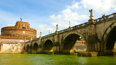 The Ponte Sant'Angelo in Rome Stock Footage 61183803