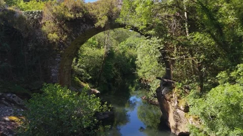 Ponte Taboada Bridge Over The Deza River Stock Footage 338277449