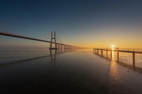 Ponte Vasco de Gama bridge. Lisbon Stock Photos
