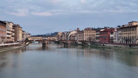 Ponte Vecchio Bridge over Arno River. (45 chars) Stock Footage 330195674