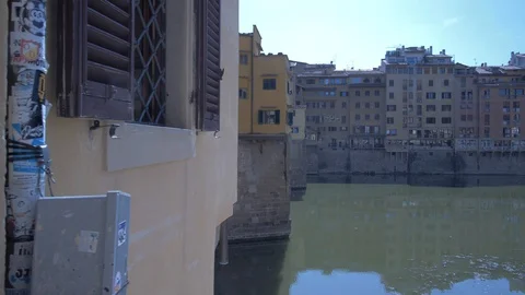 Ponte Vecchio bridge over the River Arno, Florence, Tuscany, Italy Stock Footage 129074532