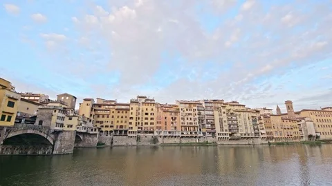 Ponte Vecchio bridge at sunset in Florence Stock Footage 75887106
