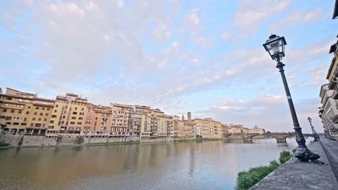 Ponte Vecchio bridge at sunset in Florence Stock Footage 75887181