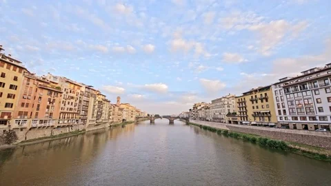 Ponte Vecchio bridge at sunset in Florence Stock Footage 75887256