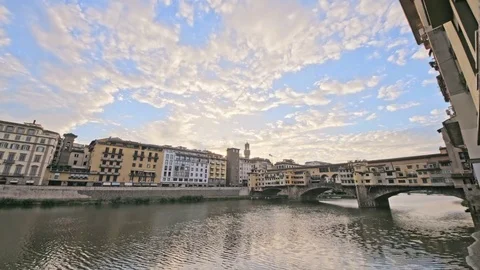 Ponte Vecchio bridge at sunset in Florence Stock Footage 75887273