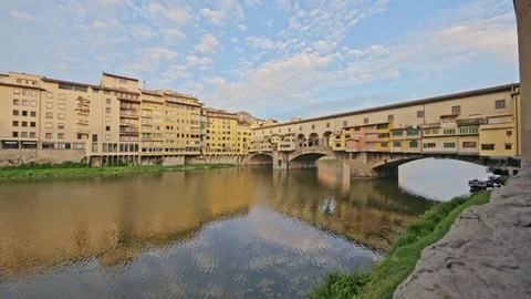 Ponte Vecchio bridge at sunset in Florence Stock Footage 75887622