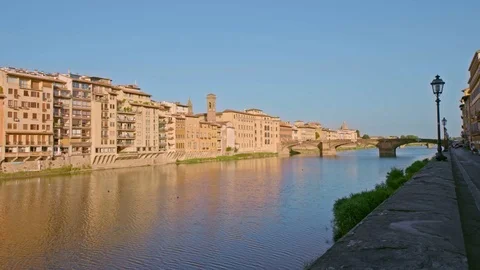 Ponte Vecchio bridge at sunset in Florence Stock Footage 75888009