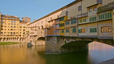 Ponte Vecchio bridge at sunset in Florence Stock Footage 75888249