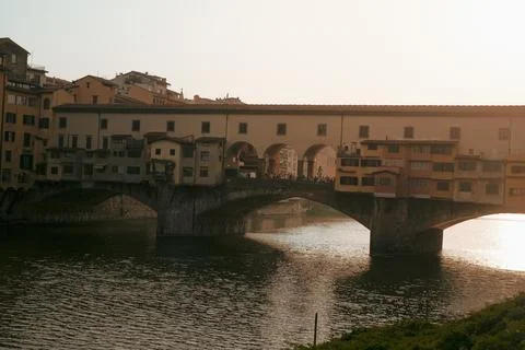 Ponte Vecchio in Florence at sunset Stock Photos