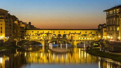 Ponte Vecchio Florence Timelapse night Video stock 85123223