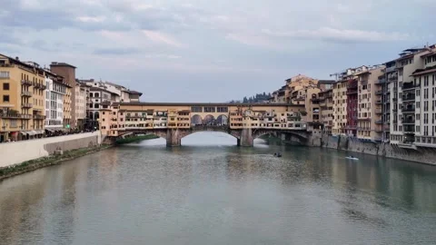 Ponte Vecchio - Historic Bridge Over Arno River. Stock Footage 330195374