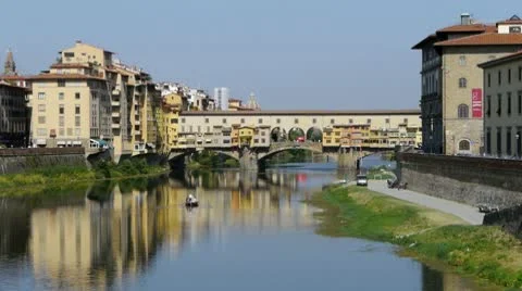 Ponte Vecchio - Medium Wide Shot, Florence, Italy Stock Footage 10789964