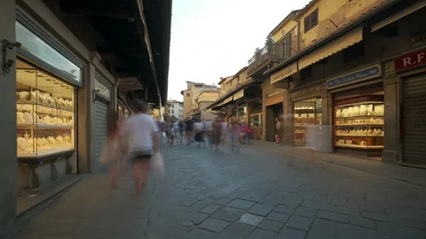Ponte Vecchio Old Bridge in Florence Time Lapse Video stock 158165125