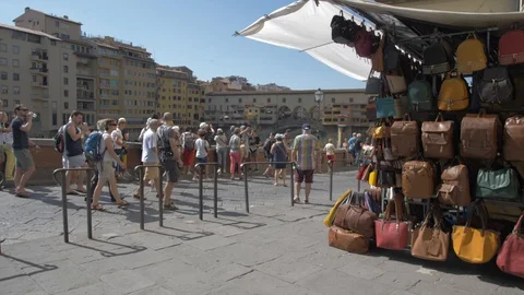 Ponte Vecchio over the river Arno, Florence, Tuscany, Italy Stock Footage 128933535