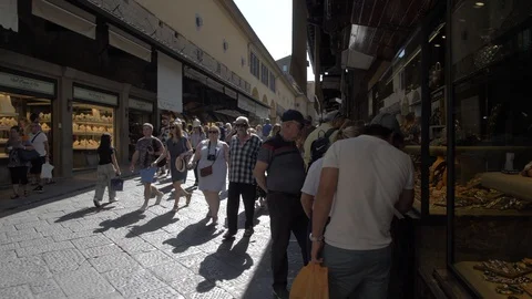 Ponte Vecchio over the River Arno, Florence, Tuscany, Italy Stock Footage 129074674