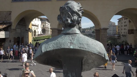 Ponte Vecchio to the River Arno, Florence, Tuscany, Italy Stock Footage 129074871