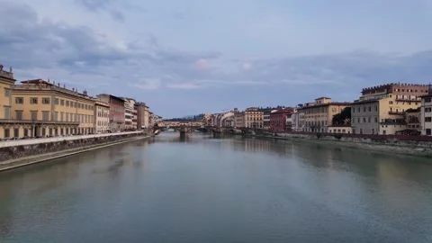 Ponte Vecchio - River Landscape Establishing Shot. Stock Footage 330195591