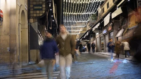 Ponte Vecchio Time Lapse, Christmas Shopping Street Stock Footage 99501484