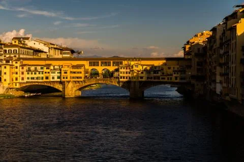 Ponte Veccio Bridge, evening light, Florence Stock Photos