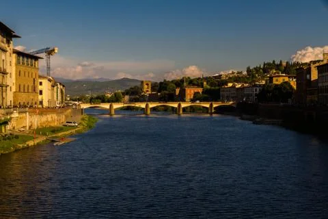 Ponte Veccio Bridge, evening light, Florence Stock Photos