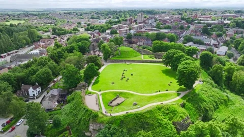 Pontefract Castle from a drone, Pontefract, West Yorkshire, England Stock Footage 277424955