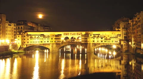 Pontevecchio timelapse with full Moon Stock Footage 66432556