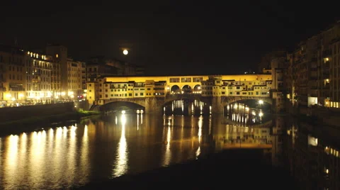 Pontevecchio timelapse, long Moon movement, fixed camera. Stock Footage 66432527