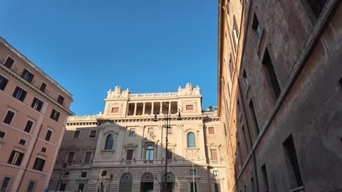 Pontifical Gregorian University Building Facade Rome Slow Motion Stock Footage 342172029