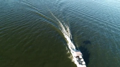 Pontoon Boat Flyby Stock Footage 80925250