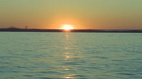 Pontoon boat at sunset Stock Footage 48186614