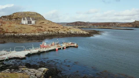 A pontoon pier in Bernera Stock Footage 332134668