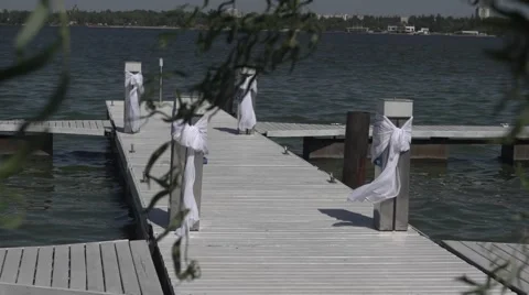 Pontoon on the river Stock Footage 48078238