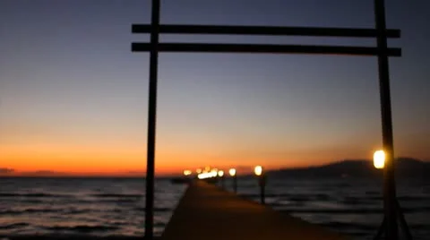 The pontoon at sunset Stock Footage 8963253