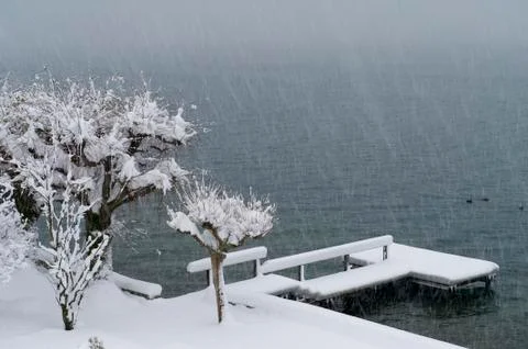 Pontoon in winter Foto stock