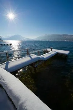 Pontoon in winter Stock Photos