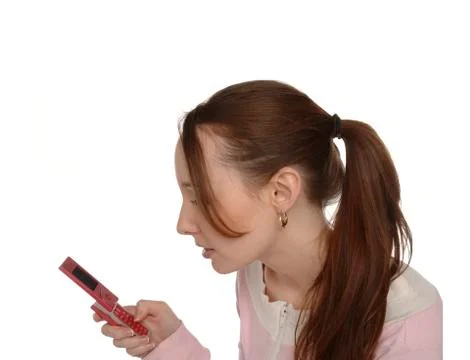 Pony tail mobile user Stock Photos