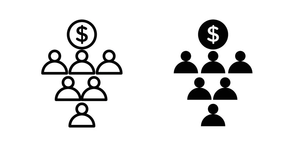 Ponzi scheme icon set modern line and solid style collection. Illustrazione stock