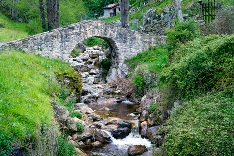 Poo de cabrales, old rustic village of asturia 写真素材