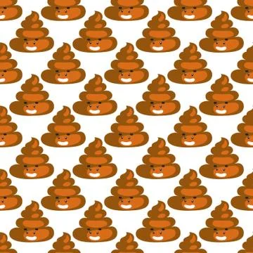 Poo emoji pattern. Poop fun seamless background. イラスト素材