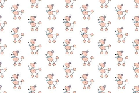 Poodle dog seamless pattern background template Stock Illustration