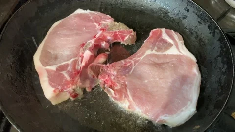 Pook Chops Frying Stock Footage 173183702