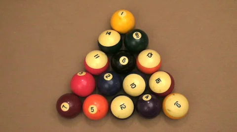 Pool 8 ball break high angle - HD  Stock Footage 362100