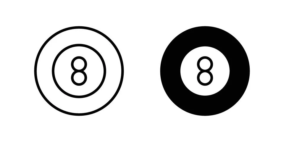 Pool 8 ball icon pack with silhouette and stroke web icons イラスト素材