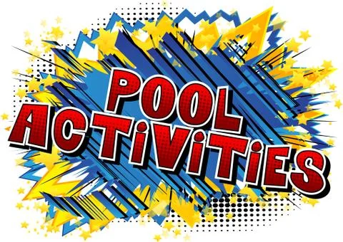 Pool Activities - Vector illustrated comic book style phrase. Stock Illustration