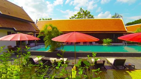 Pool and Deck at the Legendha Sukhothai Resort in Thailand Stock-Footage 47609474