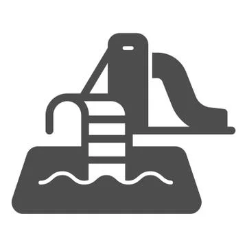 Pool and water slide solid icon, Aquapark concept, waterpark with pool and Illustrazione stock