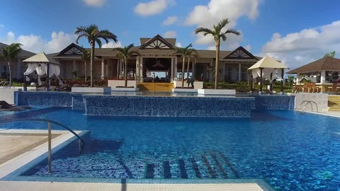 The pool area of a 5-star tropical resort Stock Footage 86706367