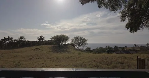 POOL ARIAL TO OCEAN VIEW Stock Footage 127886242