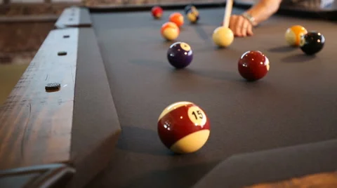 Pool Ball Hit in the Corner Pocket Lower Stock Footage 60222010